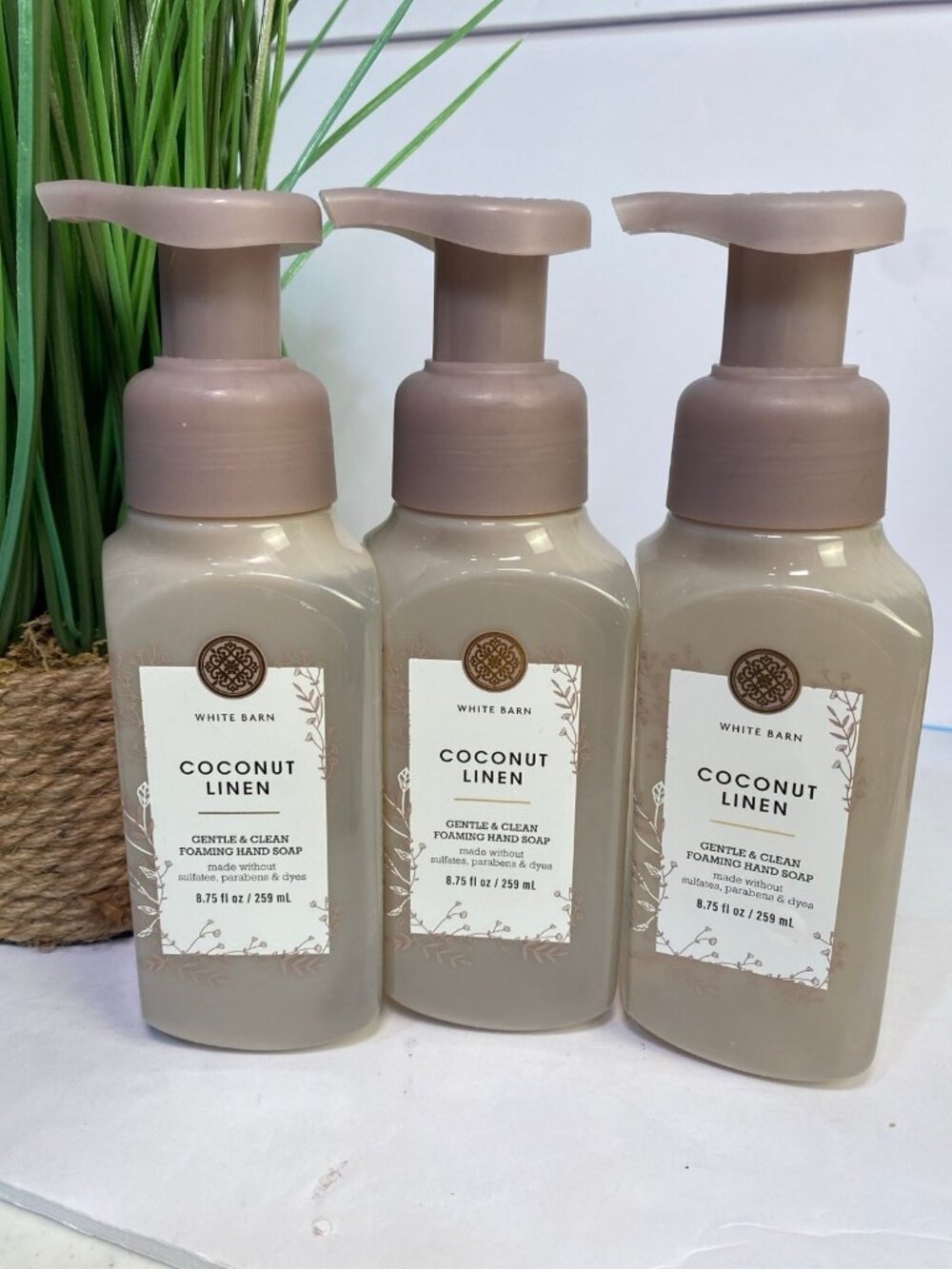 “Coconut Linen” BBW 3-New Gentle Foaming Hand Soaps